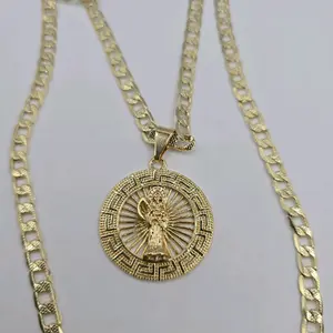 The Grim Reaper/La Santa Muerte Cuban Link Style Necklace - Gold-Plated with Beautiful Design