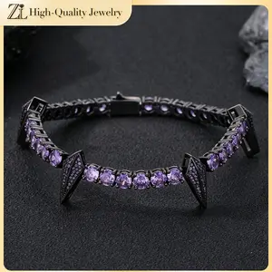 Men's Black Panther Iced Out Bracelet, Heavy Duty 5mm Thick Chain with 5A Cubic Zirconia – Hip Hop Style Jewelry, Comes with Gift Box, Ideal Gift for Him