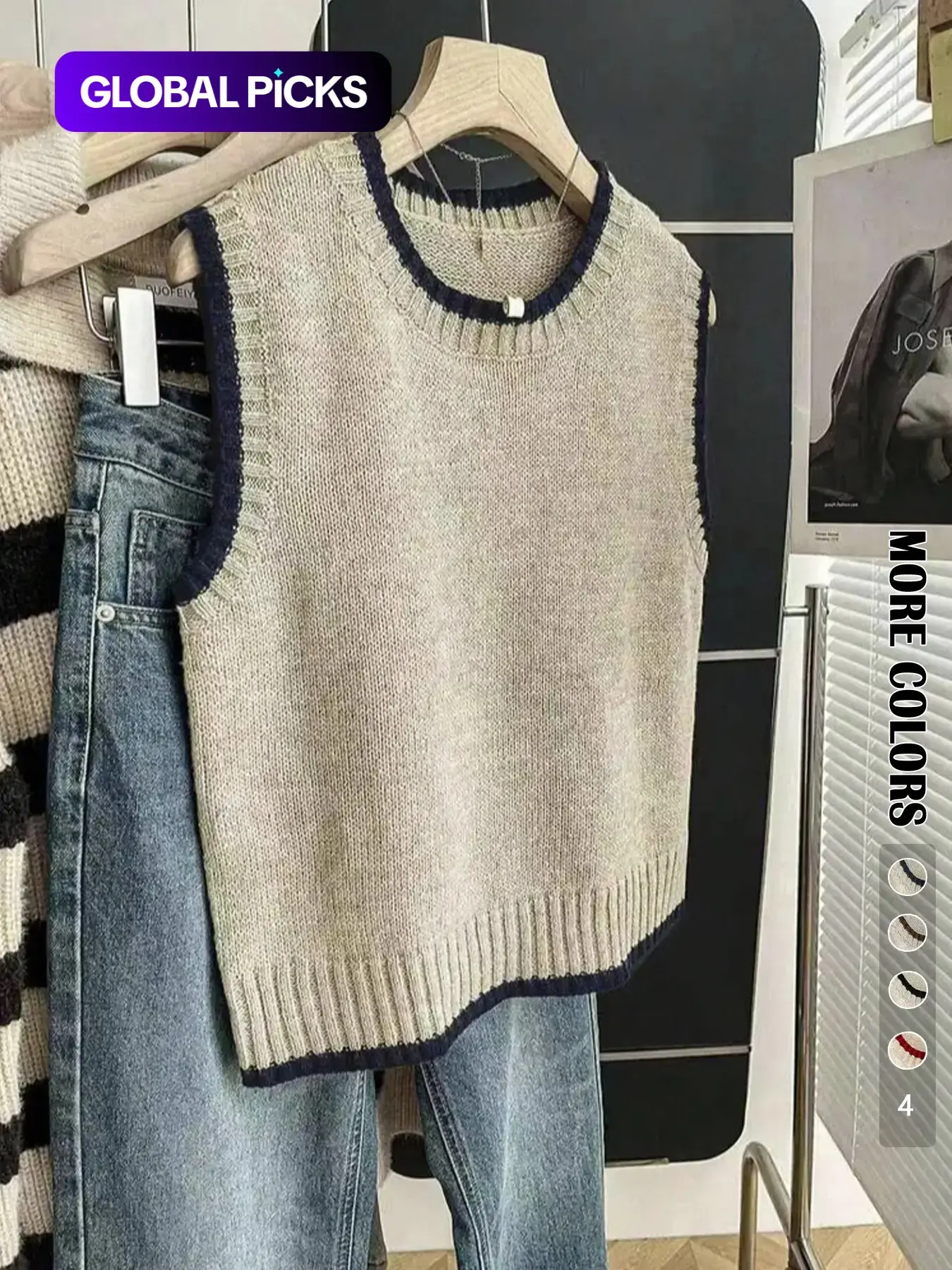 Spring & Fall Colorblock Casual Versatile Vest Pullover, Simple Fashion Leisure Fit Sweater Vest, Stylish Unisex Outerwear