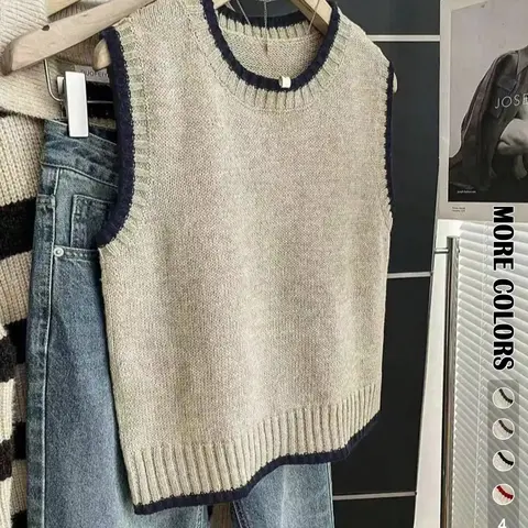 Spring & Fall Colorblock Casual Versatile Vest Pullover, Simple Fashion Leisure Fit Sweater Vest, Stylish Unisex Outerwear #GLOBAL PICKS