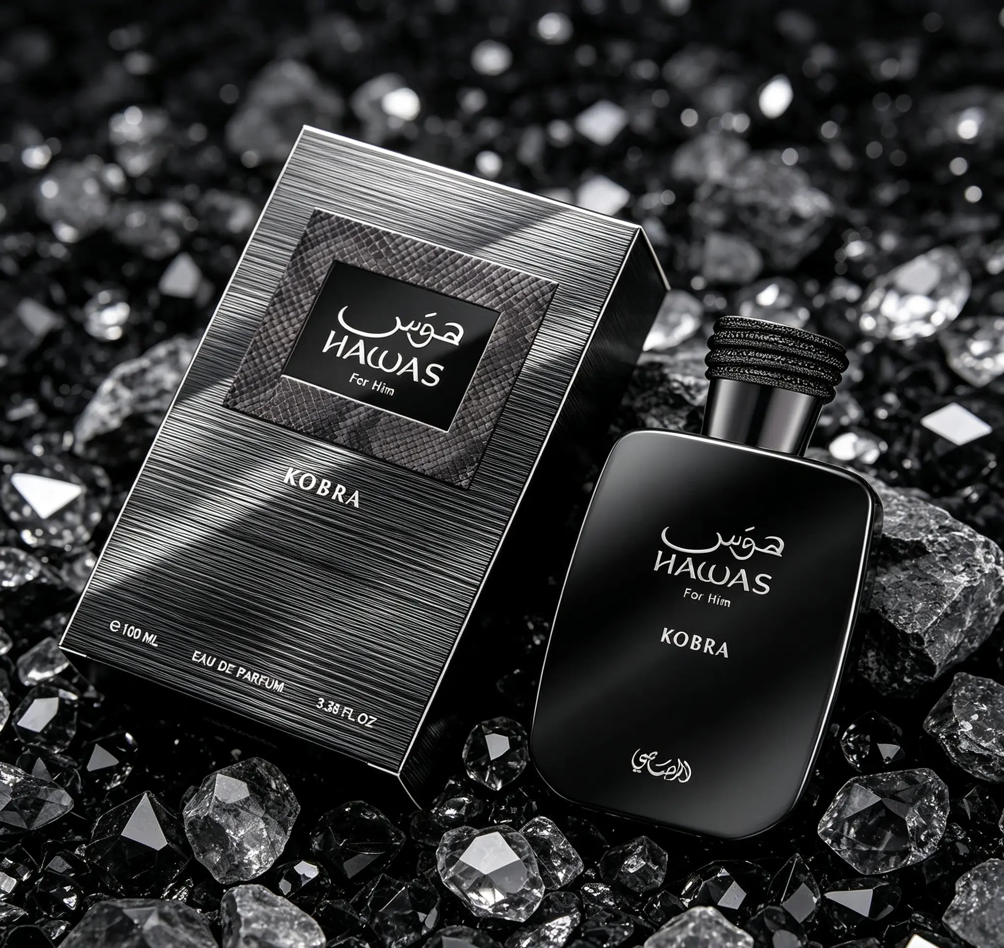 Hawas For Him Kobra Eau de Parfum for Men 100ml 3.38 fl oz Mysterious Oriental Long Lasting Masculine Scent Evening Party Dating Luxury Arabian Perfume Gift For Him