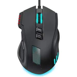 GJ F-MUW04  Wired Gaming Mouse, 12,800 DPI RGB Ergonomic Computer Mouse with Optical Sensor, 8 Programmable Buttons, 12 Backlit Modes, Software for DIY Keybinds, Rapid Fire, USB Gaming Mice for Laptop, PC