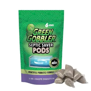 Green Gobbler Septic Saver Pods - 6 Month Supply of Natural Bacteria for Septic Tank Treatment & Back-Up Prevention - Powerful Probiotic Formula for Waste Digestion
