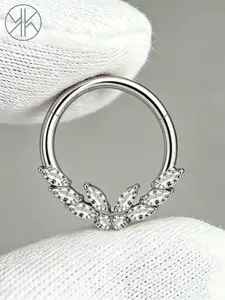 KK 16G Titanium Septum Ring- Butterfly-shaped Nose Ring Clicker Hoop with Cubic 5A Zirconia - G23 Hypoallergenic Nose Ring for Women Men, Cartilage Helix Daith Tragus Conch Piercing Jewelry for Suspension Display Box