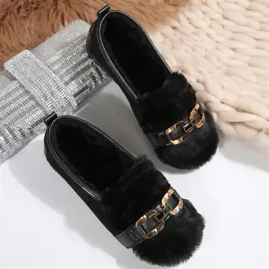 Women's Winter Warm Dress Shoes Loafers Slip On Daily Walking Dress Flats