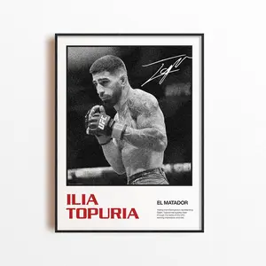 Ilia Topuria Art Print, Mixed Martial Arts Wall Decor, Home Gym Decoration, Sports Gift, UFC Fighter POSTER UNFRAMED, MMA Art