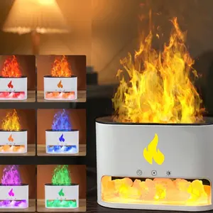 Flame Air Humidifier 250ml with Himalayan Salt Stone for Home Aromatherapy and Air Moisturizing