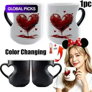 11oz Red Hearts Color Changing Mug, Heart Shaped Handle Heat Sensitive Magic Coffee Cup with Double Sided Print, Perfect Birthday, Mother's Day, Ennerverstiv Gift for Girlfriend, Wife & Loved Ones, Great for Daily Office & Home Use #GLOBAL PICKS