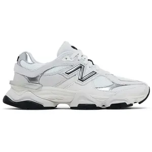 New Balance 9060 White Black Metallic Silver Women's Chunky Sneaker U9060JRB Authentic Original Comfortable Everyday Wear Canvas Walking Sports Athletic Shoe for Girls