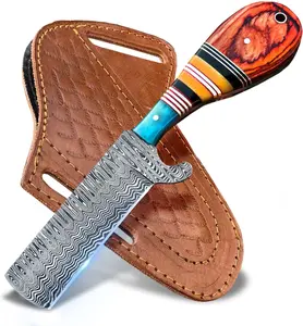 Handmade Damascus Knife, 8" Fixed Blade ,Full Tang Knife,  EDC Cutter Knife for Outdoor Camping