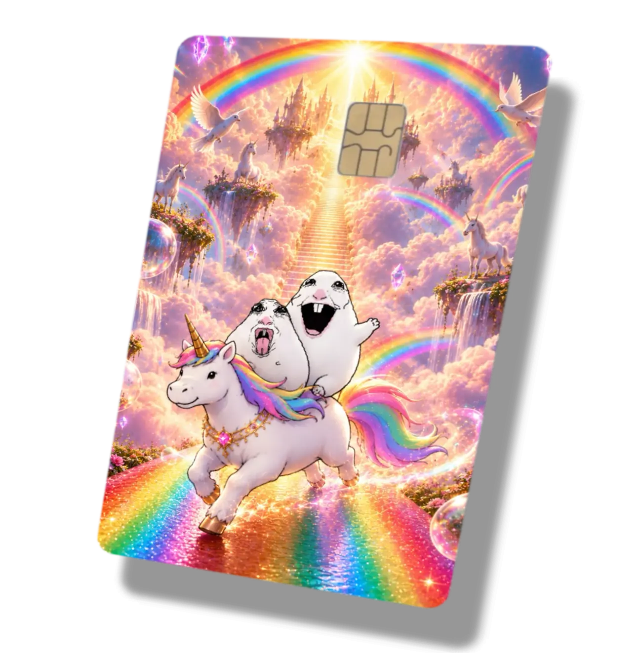 Goofy Hamster Unicorn Heaven Meme Debit Card or Credit Card Sticker