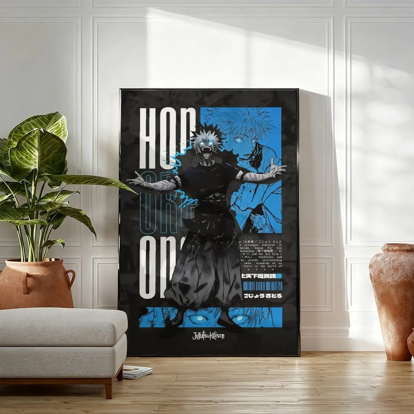 Anime Canvas Art Gojo Satoru Poster, Jujutsu Kaisen Wall Art Print, Anime Aesthetic Room Decor, Japanese Manga Artwork, Gaming Bedroom Wall Decoration ,Anime Fan Gift