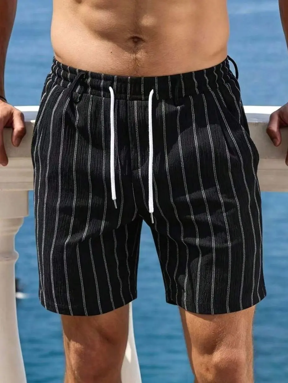 Men's Corduroy Shorts, Loose Fit Letter Patch Drawstring Waist Casual Gym Fall Winter Shorts