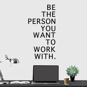 1pc Become the Person You want to Cooperate with Inspirational quotes: Vinyl wall stickers with matte effect, easy to stick, suitable for office, bedroom and living room decoration, self-adhesive detachable waterproof stickers
