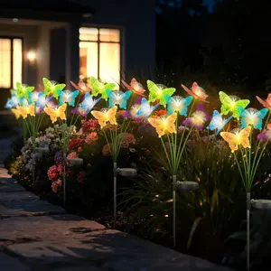 LED Solar Butterfly Lawn Lights, 6 Butterfly Lamps, Perfect for Garden, Balcony, Lawn, Pathway, Water Resistant, Rechargeable Battery, Solar Outdoor Light, Solar Landscape Lights