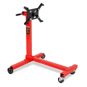360 Degree Rotating Head Engine Motor Stand 1000 or 2000 Lb Capacity with 4 to 6 Casters, 4 Adjustable Arms, Red