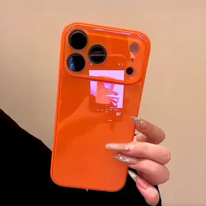 Macaron Crystal Glass Phone Case for iPhone 17/16/15/14/13/12/11 Pro Max, Full-Cover Lens Protection, Minimalist Premium Case for 17 Pro