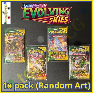 Pokemon 2021 Evolving Skies Booster Pack with heavy protective cover - NEW and SEALED