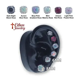 Ethos Thorn Rose Cut, AAAAA+ D Color VVS Grade Cubic Zirconia Hypoallergenic Earrings, a pair, unisex fashion jewelry gift