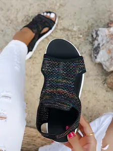 Women's Thick Sole Fish Mouth Mesh Breathable Hollow Out Gradient Color Casual Sports Outdoor Trendy Sandals, Heightening Leg Look, Suitable for Sport Shopping Travel, Fashion Sandals