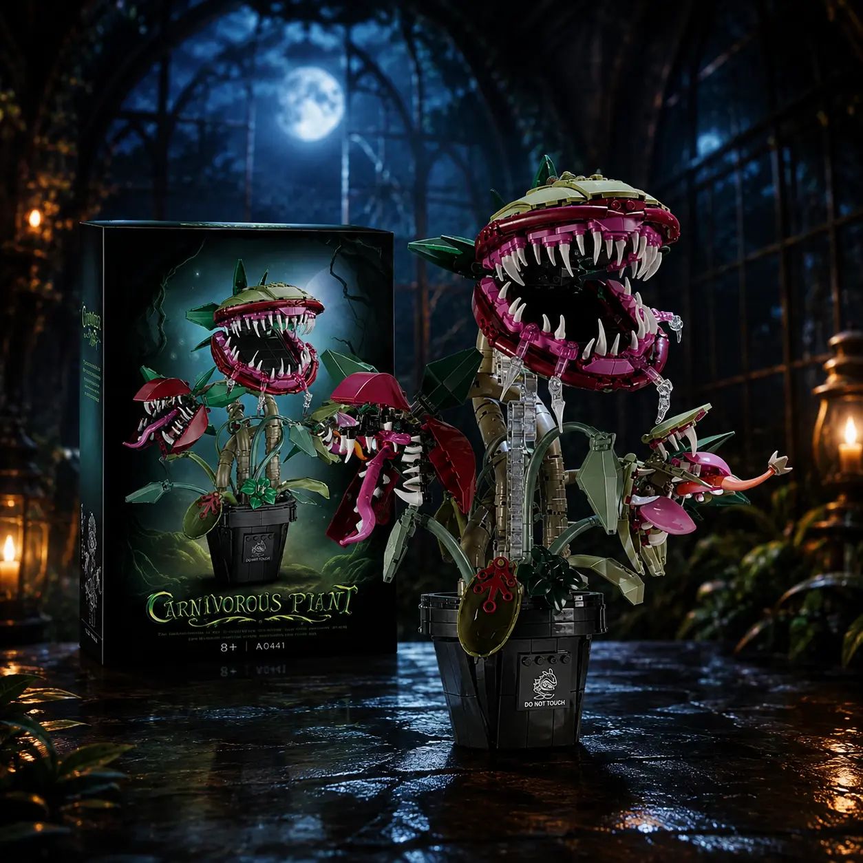 1118PCS Carnivorous Plant Building Block Set, Gothic Monster Flower Model Kit for Adults, Halloween Dark Fantasy Room Decor, DIY Puzzle Gift for Plant Lovers