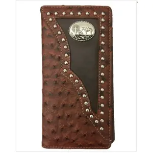 Western Men's Bifold Wallet with Checkbook – Praying Cowboy Cross Design in Brown