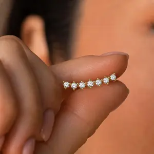 Gold Ear Climber Earrings for Women, Sparkly CZ Diamond Stud Earrings, Dainty Gold Ear Crawler Jewelry Gift