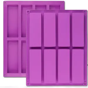 Palksky (2 Pcs) 8 Cavity Rectangle Granola Bar Silicone Mold/Nutrition/Cereal Bar Molds Energy Bar Maker for Chocolate Truffles Ganache Bread Brownie Cornbread Cheesecake Pudding Butter Mould