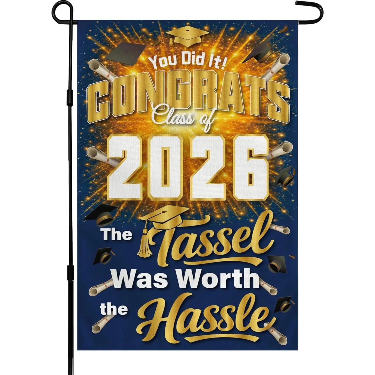 Graduation Yard Signs Class of 2026, Class of 2026 Garden Flag, Graduation Decor Party Favors Supplies for Outdoor Indoor Double-Side Garden Flag for Garden Porch Patio Lawn Yard Home,12x18Inch, Linen Material, No Flagpole