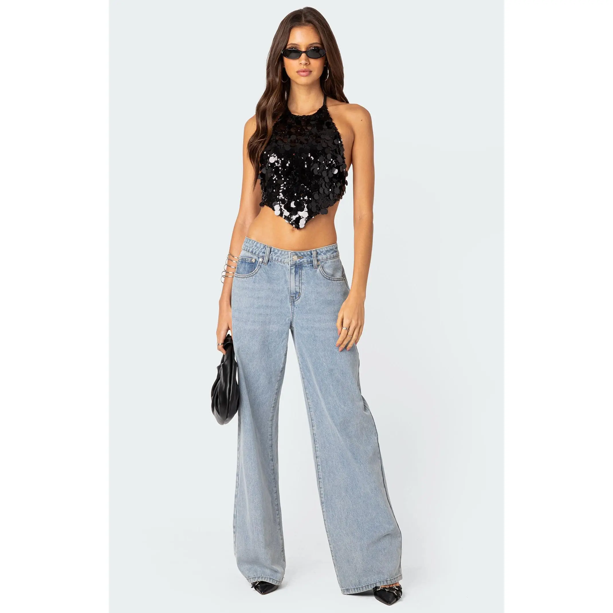 Edikted Women's Caelia Sequin Open Back Top