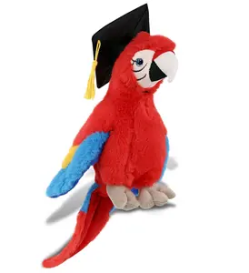DOLLIBU 15-in Red Parrot Graduation Plush Toy - with Graduation Cap, Tassel, Personalized Gift for Stuffed Toy Collectors