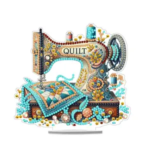 Sewing Machine Design DIY Diamond Arts Colorful Painting Kit without Frame, DIY 5D Diamond Arts Colorful Painting Kit, Wall Art Decor for Home