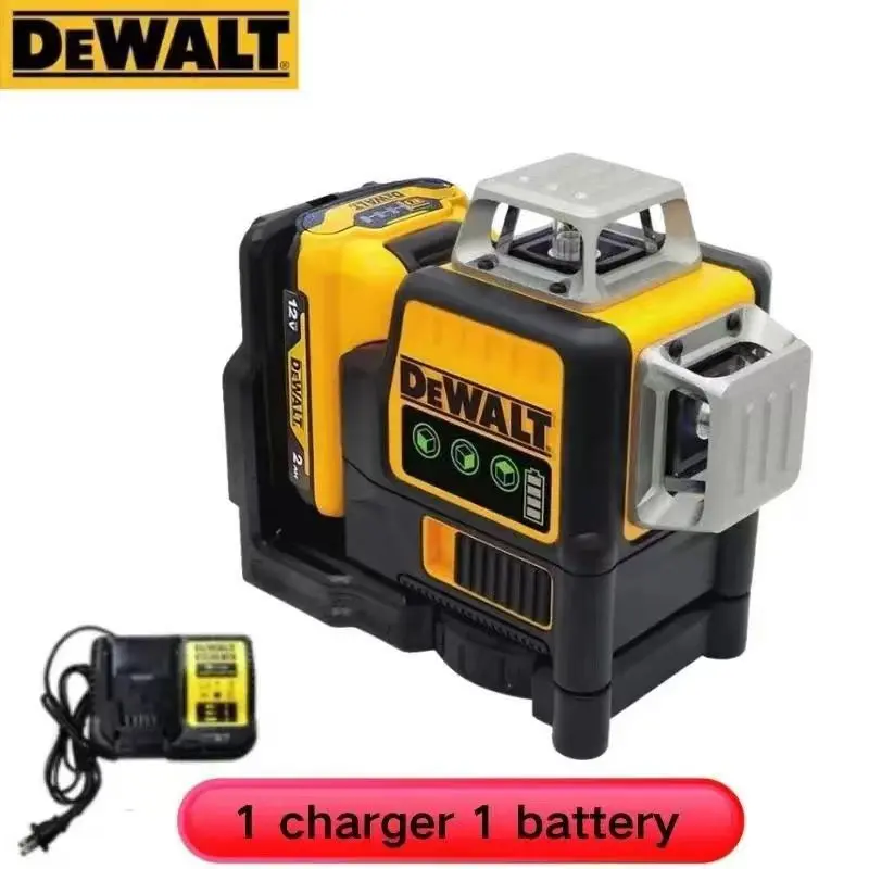DEWALT DW089LG Rechargeable Laser Level - 12V Lithium Ion, 12 Lines Green Laser, 3 Sides 360-Degree Vertical & Horizontal, Outdoors Tool with Battery