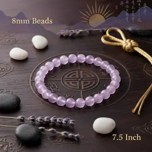 Healing Lavender Amethyst Bracelet – Inner Calm, Balance & Positive Energy-8MM