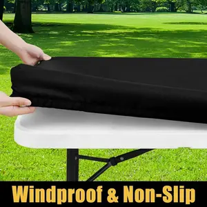 Waterproof Elastic Fitted Tablecloth for 6 Foot Tables, Rectangle Picnic Table Cloth, Washable Polyester Fabric, Washable Table Cover