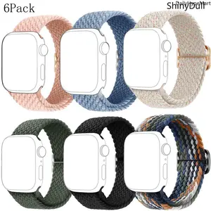 6-Pack Stylish Tech Accessories Apple Watch Straps, Adjustable Nylon Elastic Single-Loop, Compatible with 38-49mm Series 3-11 SE Ultra, Fashion Accessories