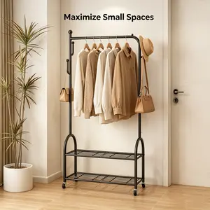 Home Organizer Storage Boxes - Multi-Purpose Home Supplies for Space-Saving Organization Heavy Duty Metal Sturdy Clothes Rack with mobile Wheels Extra Closet Space for Seasonal Clothes