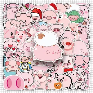 Cute Pig Pattern Sticker, 100pcs/set Creative Cartoon Animal Sticker, Decorative Sticker for Home, Refrigerator, Water Bottle, Travel Box, Ornaments