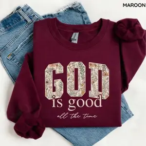 God Is Good Sweatshirt, Christian Quote, Bible Verse Crewneck, Religious Faith Top, Inspirational Christian Gift for Women
