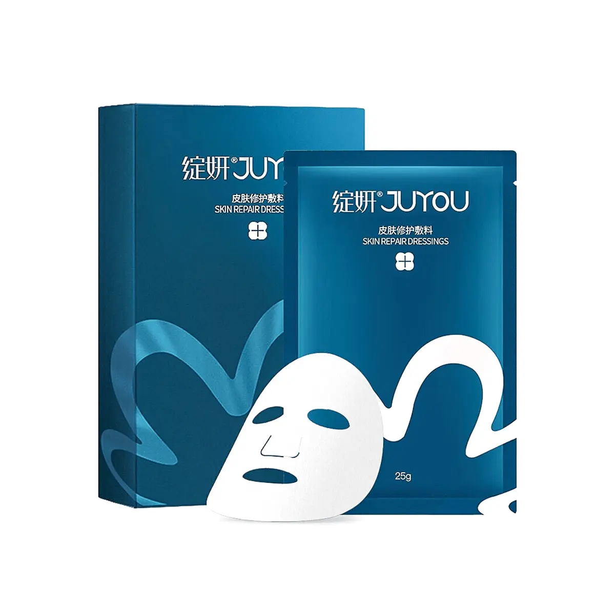 Juyou Hydrogel Face Masks (6pcs) - Hyaluronic Acid, Repairing, Soothing, Barrier Repair, Moisturizing Mask for Sensitive Skin, Post-Sun Cooling Patch, Golden, Daily, Advanced Hydration Face Masks