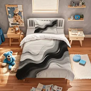 2/3Pcs Fluid Ink Printed Duvet Cover Set, Abstract Style Bedding Set, Soft Polyester Fabric, Hidden Zipper Design, Wear-resistant and Wrinkle-resistant, Machine Washable, Fade Resistant, Suitable for Bedroom Decoration, No Filling Included