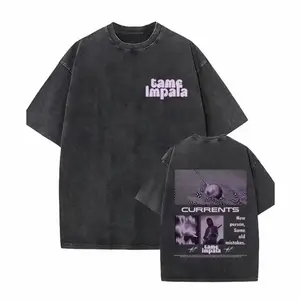 Mens Vintage Oversized Washed Short Sleeve T-shirt Tame Impala Rock Band Deadbeat Tour Album Hip Hop Fans Gift T-shirts, Gift for him, her, Vintage Outfit, Oversize Shirt CTU