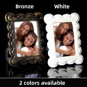 2-Pack 7-Inch Photo Frames, Horizontal & Vertical Placement, Embossed Frame Decor, European Vintage Style, Home Photo Display