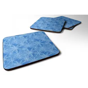 Carolines Treasures  Watercolor Dark Blue Winter Snowflakes Foam Coaster, Set of 4