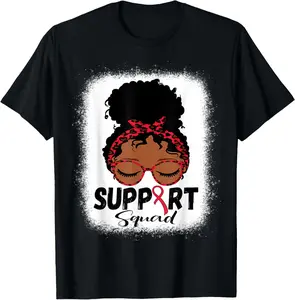 100% Cotton Messy Bun Aids Awareness Shirt Red Ribbon Hiv Aids Awareness T-Shirt