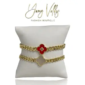 Pulsera cubana trébol 7” + extensión, diseño elegante y moderno