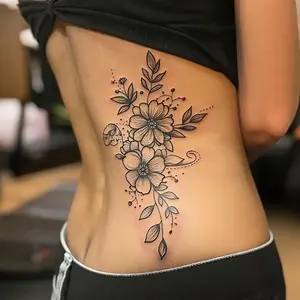 1Pc Washable Temporary Fake Tattoo, Vivid Red Ink Flower Minimalist Design, Suitable For Daily Use, Temporary Tattoos
