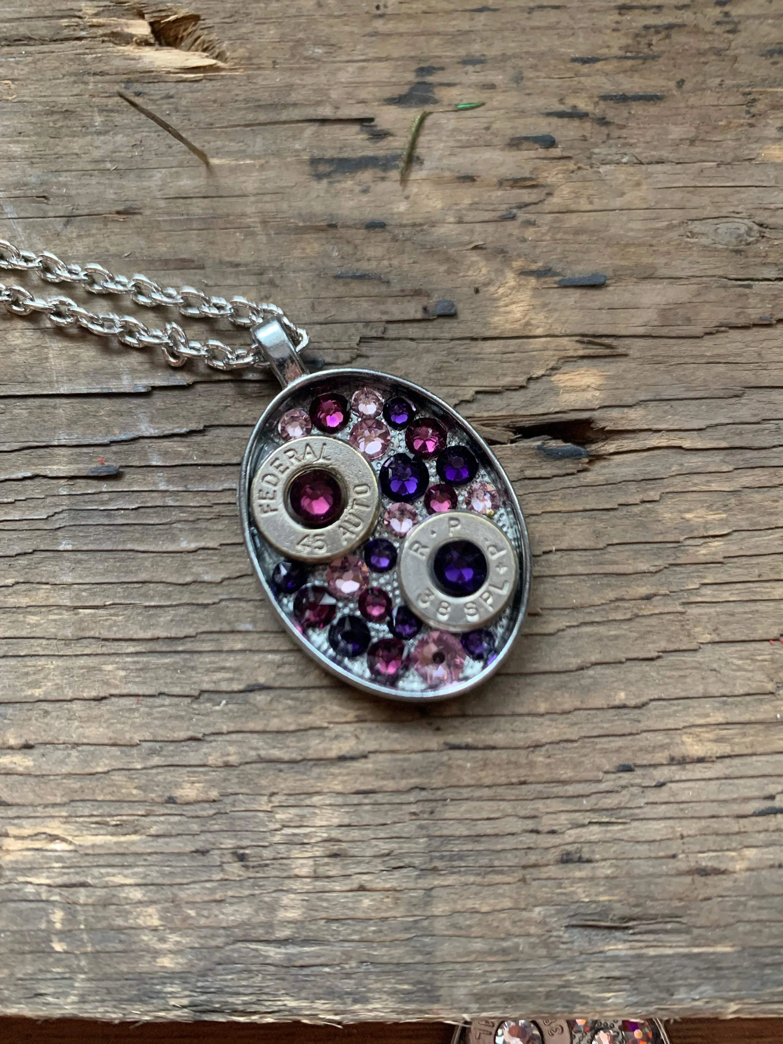 Purple Oval Bullet necklace