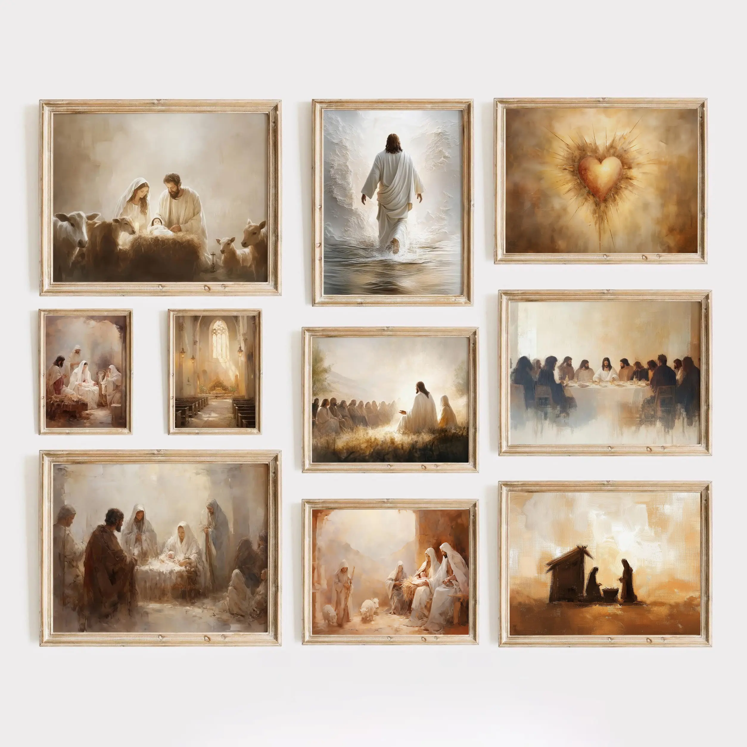 Christmas Nativity Set Jesus Wall Art, Christian Artwork Gallery Wall Set Prints, Vintage Jesus Nativity Wall Art,Christian Poster, for Living Room Bedroom Prayer Room less canvas funny toilet art museum-quality poster art print oval jesus