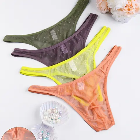 Men's Sheer Thin Lace Knit Thongs Knitted, 4-Pack Comfortable Underwear Set, Breathable Undergarments, Perfect for Special Holidays, Breathable All-Day Wear